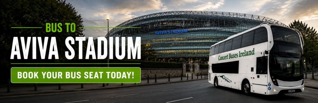 Bus to The Aviva Stadium parked outside The Aviva Stadium