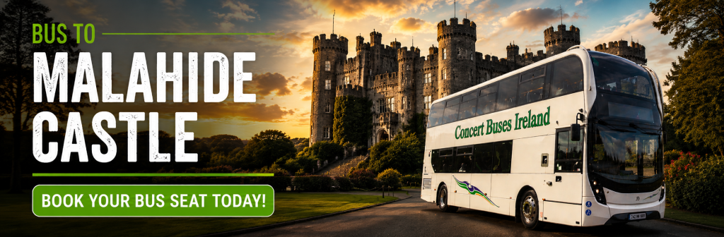 Bus to Malahide Castle parked outside castle.